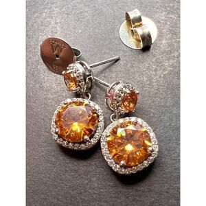 Charles Winston for Bella Luce champagne CZ halo sterling post earrings